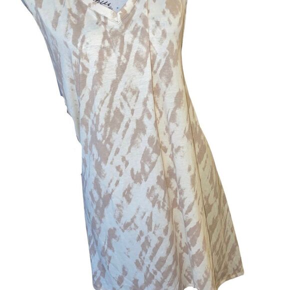 LuLaRoe 3XL Kristina V-Neck Tank Top • Cream & Tan •Cross-Hatched Tie-Dye Design - Picture 9 of 12